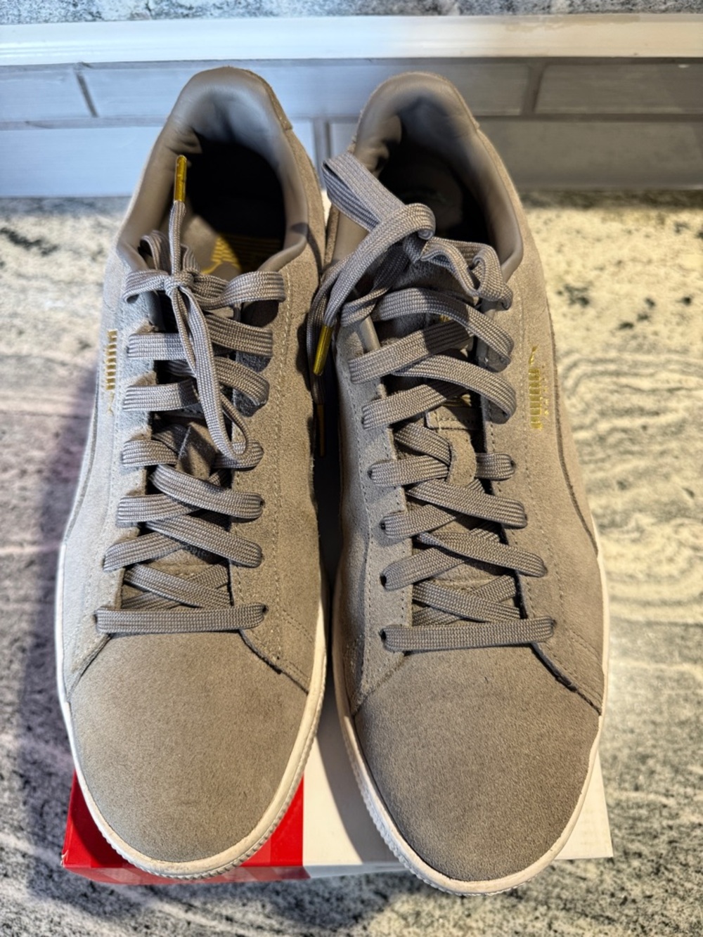 Puma x TMC “TMC Grey” Men's Sneakers in Taupe Suede with Gold Accents